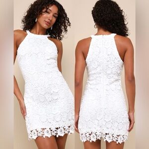 Lulus Love Poem Ivory Lace Mini Dress